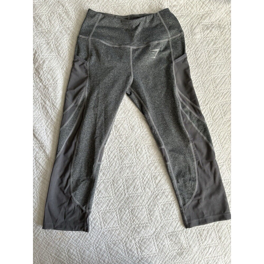 Gymshark Sleek Sculpture Cropped Legging Womens XS Gray Dry Moisture Side Pocket